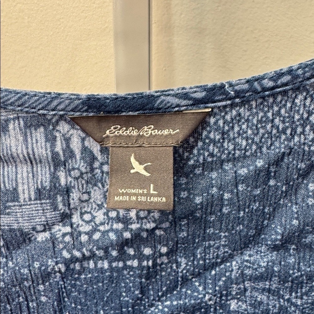 Eddie Bauer Women's Blue Patchwork Print Sleeveless Tank‎ Top Size Large - Picture 2 of 3